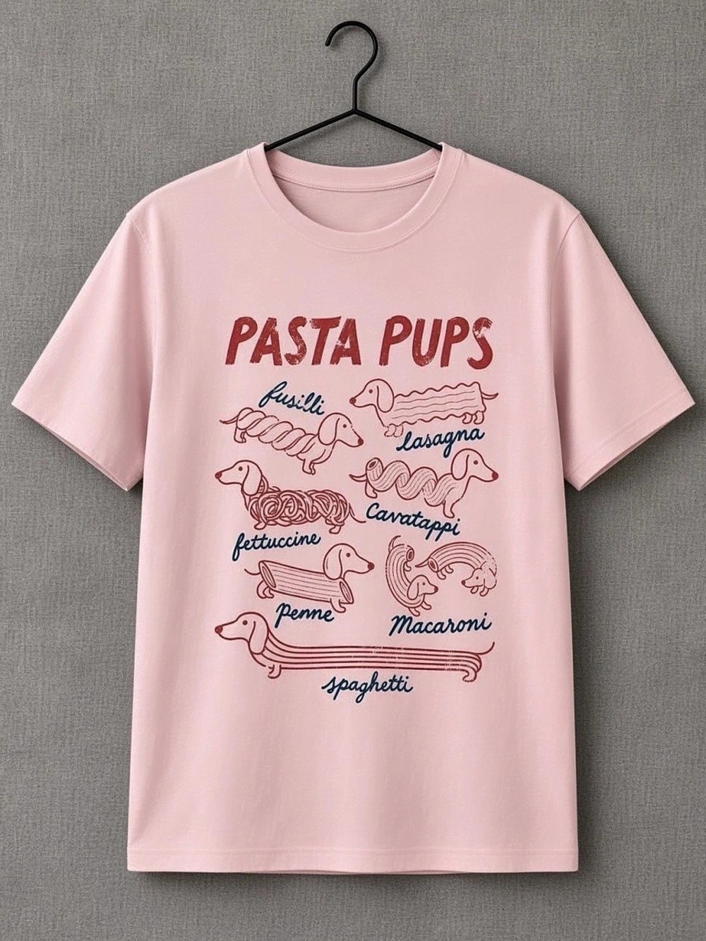 Pasta Pups Graphic Short Sleeve Tee in Pink